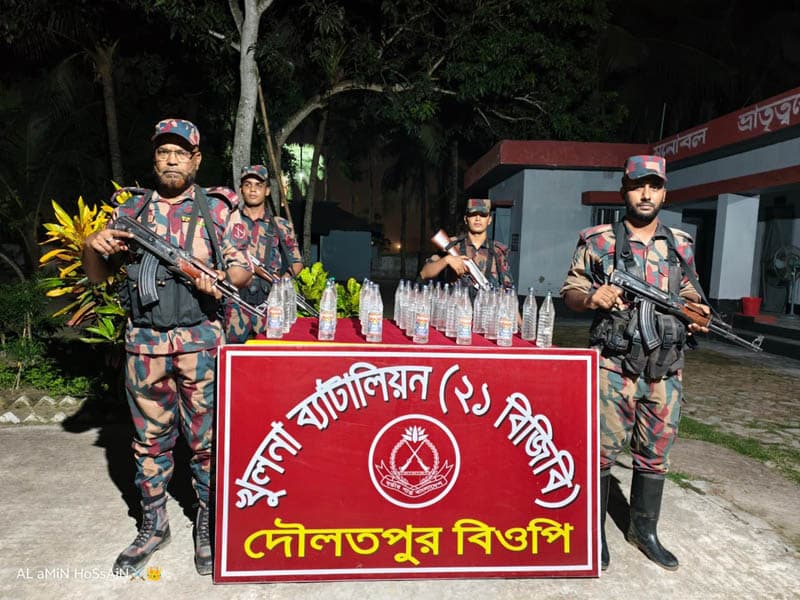 দৌলতপুর সীমান্তে ৩৪ বোতল ভারতীয় পাঞ্চ মদ জব্দ