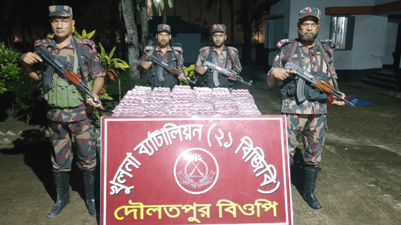 বেনাপোল সীমান্তের দৌলতপুরে বিজিবির অভিযানে ৭০০ পিস ভারতীয় পন্ডস ফেইস ওয়াশ আটক