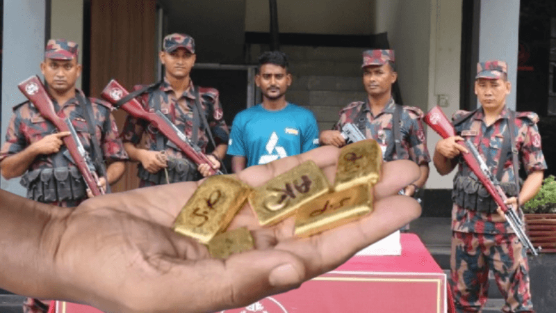 যশোর-বেনাপোল মহাসড়কে বিজিবির অভিযানে সোয়া কোটি টাকার স্বর্ণের বারসহ আটক ১
